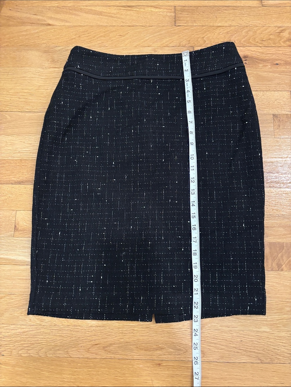 Ann Taylor Factory Black Tweed Pencil Skirt with Metallic Flecks